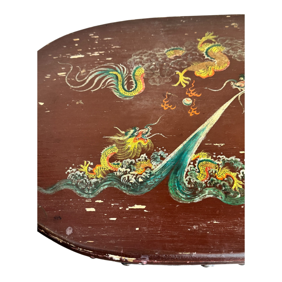 Antique Chinese Painted Dragon Storage Chest with Lid, c.1900