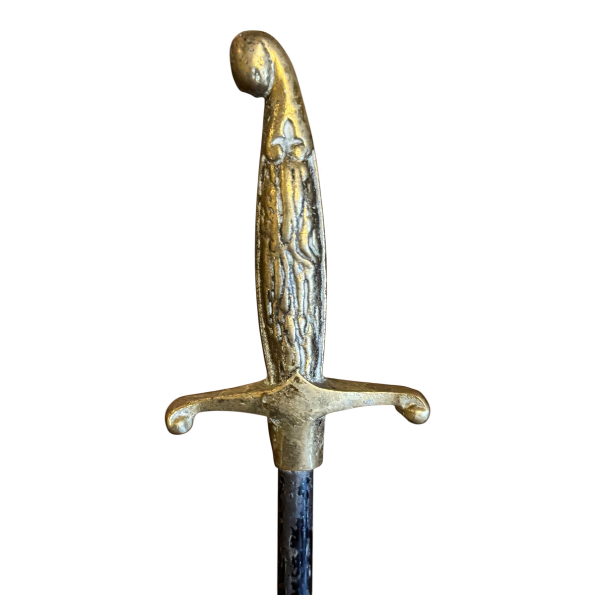Antique Peerage Brass Fireside Companion Set with Sword Handles, c.1920