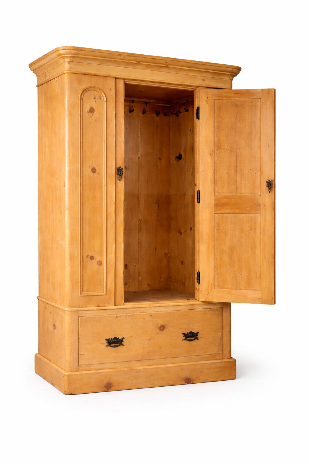 Victorian Pine Hall Cupboard / Wardrobe with Mirror